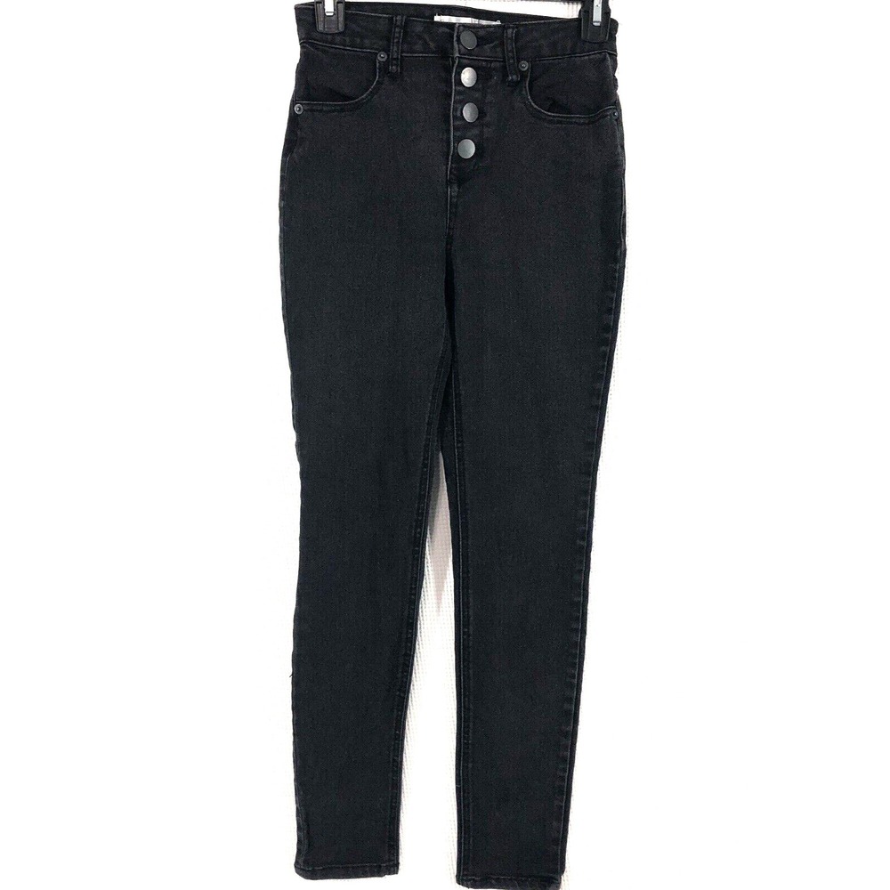 No Boundries Jeans Juniors Sz 5‎ Black Skinny Ankle Stretch Button Fly NoBo